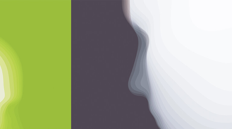 Head profile with gradient fade colors